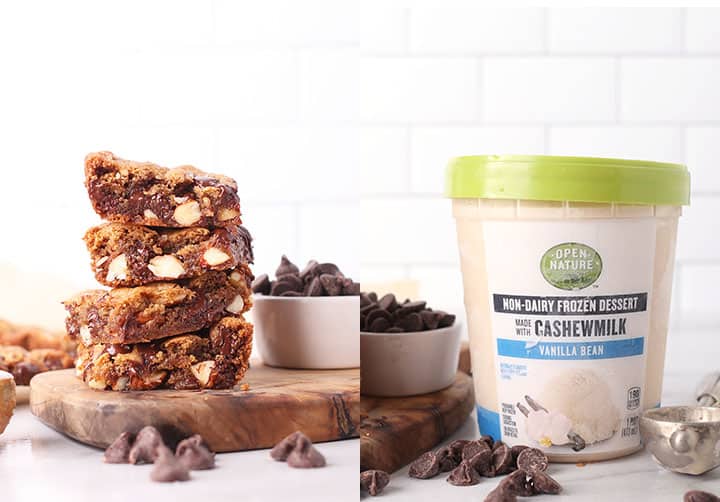 Stack of vegan gluten free bars with ice cream