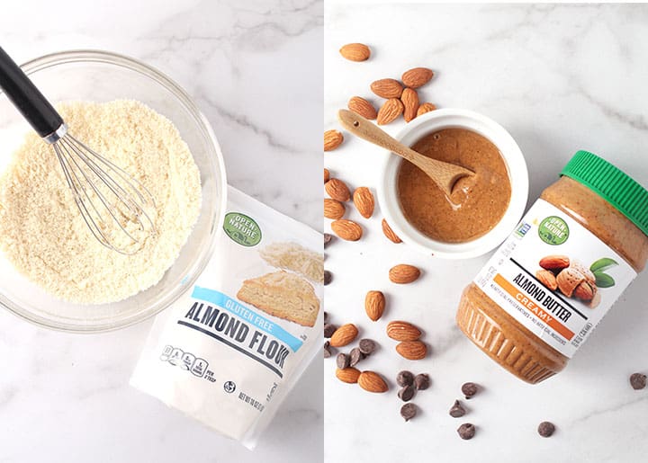 Almond flour and almond butter side-by-side