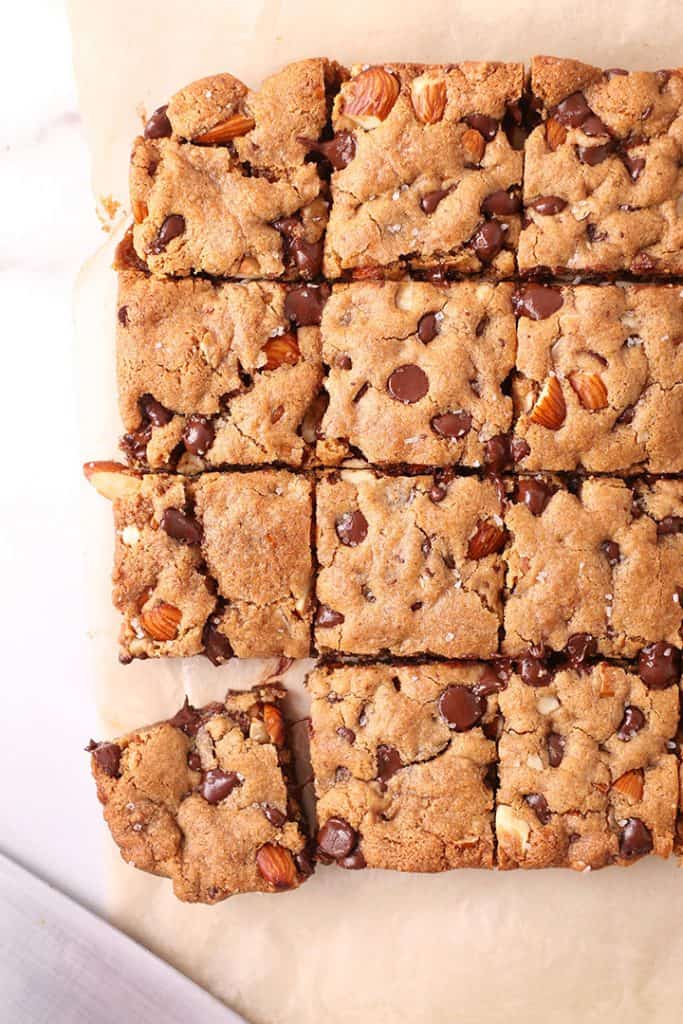 Vegan bars cut into squares