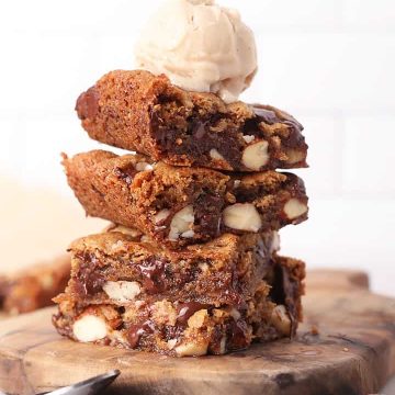 Stack of vegan bars with ice cream