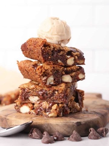 Stack of vegan bars with ice cream