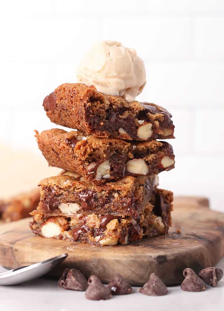 Stack of vegan bars with ice cream