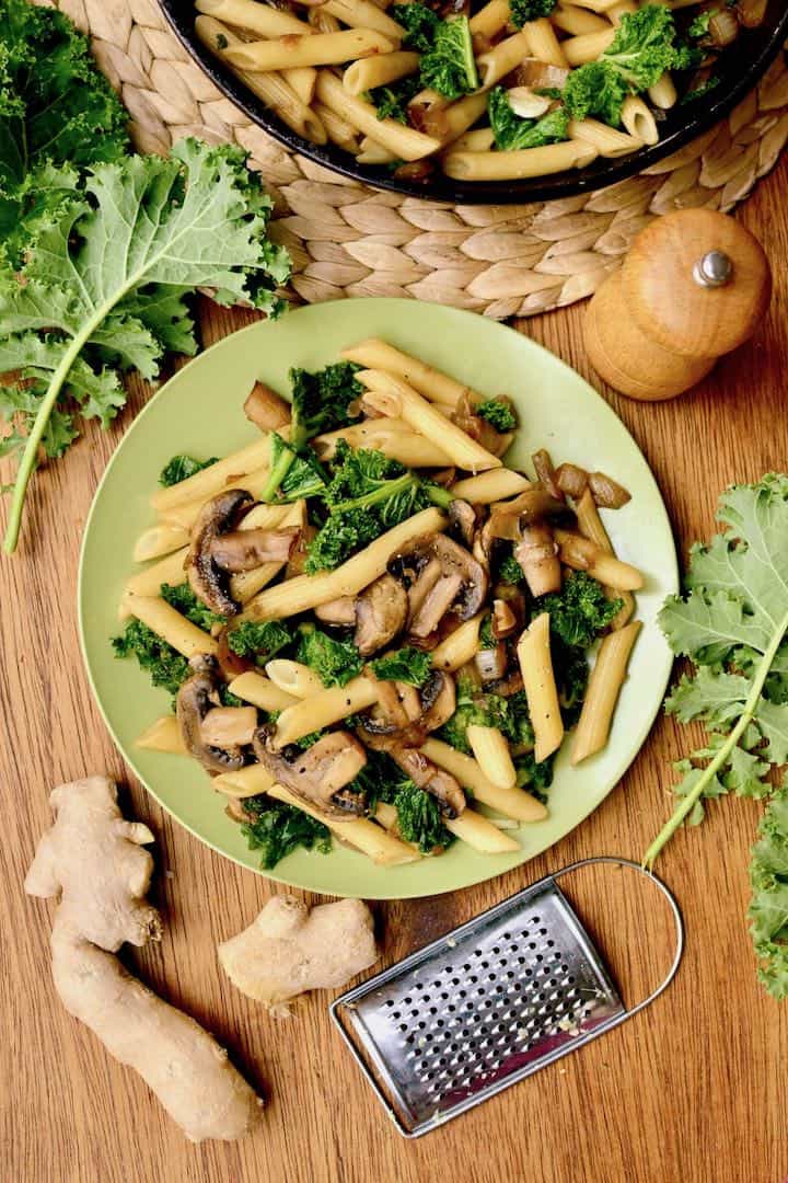 Vegan Kale and Mushroom Pasta