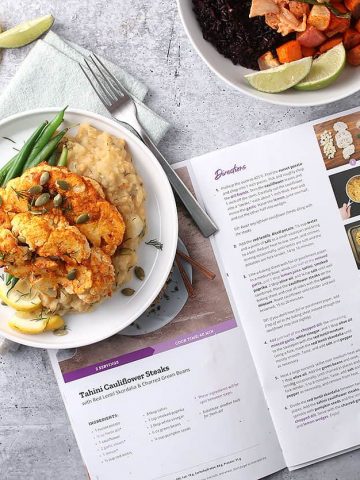 Cauliflower Steaks over red lentils