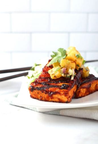 BBQ Tofu Steaks w/ Grilled Pineapple Salsa