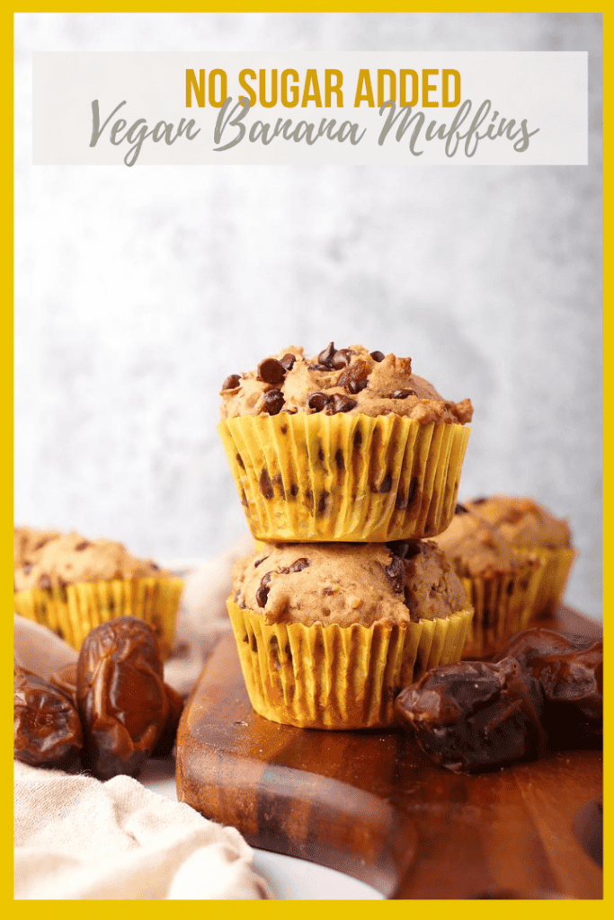 These healthy vegan banana muffins are sweetened naturally with dates and bananas for a delicious, moist, and healthy morning or midday sweet bread.